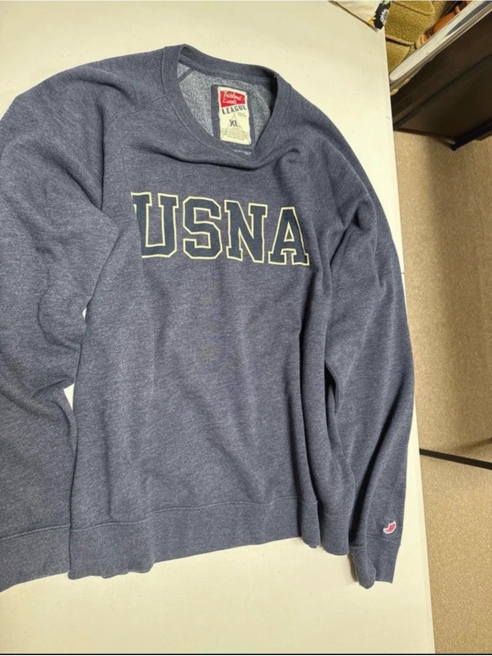 League Gray-Blue USNA Crewneck Sweatshirt